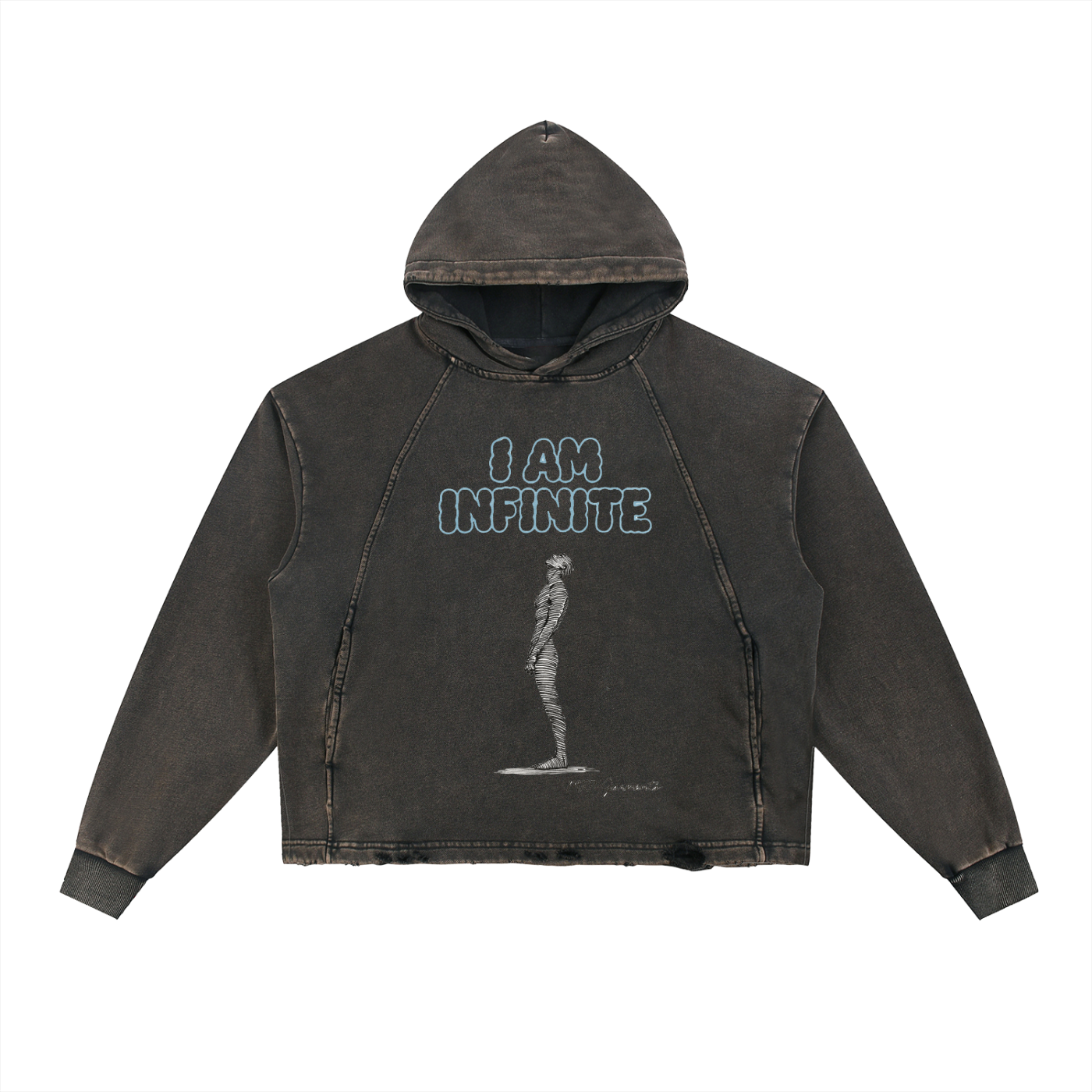 Vintage Washed Frayed-Hem Hoodie