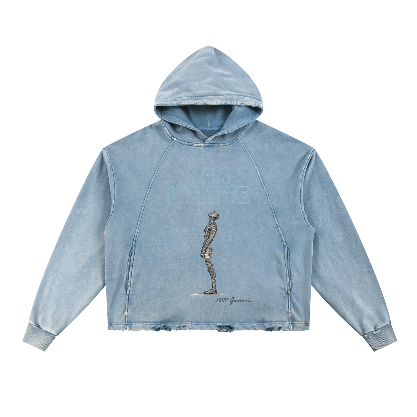 Vintage Washed Frayed-Hem Hoodie