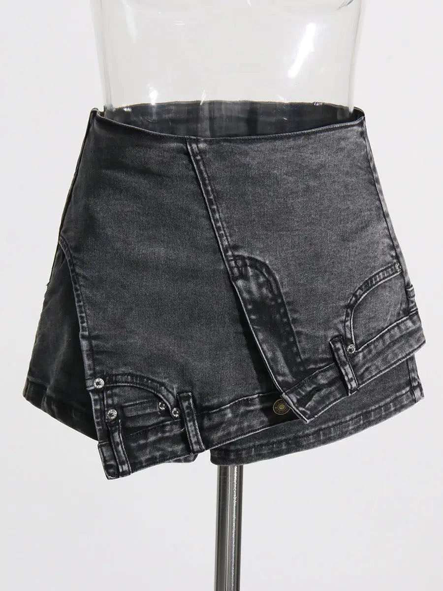 Washed Denim Mini Skirt