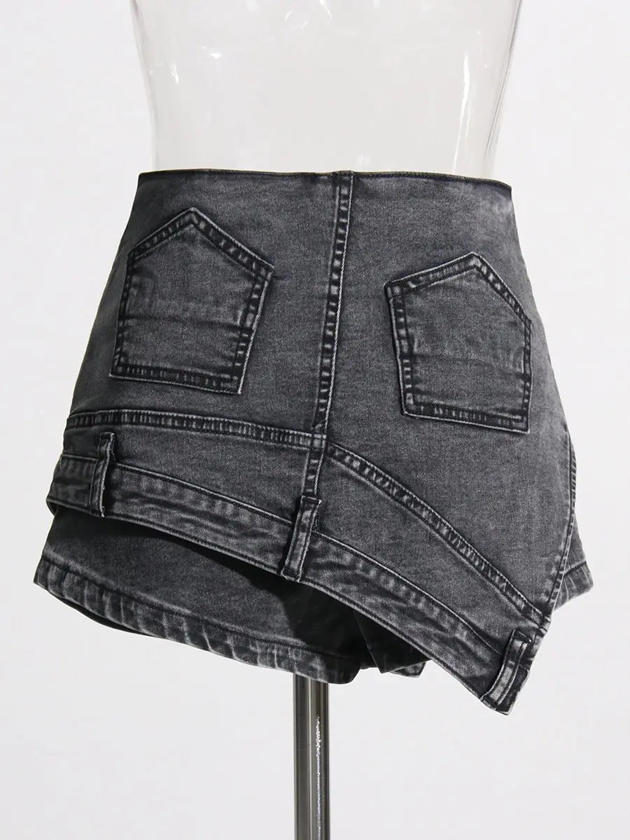 Washed Denim Mini Skirt